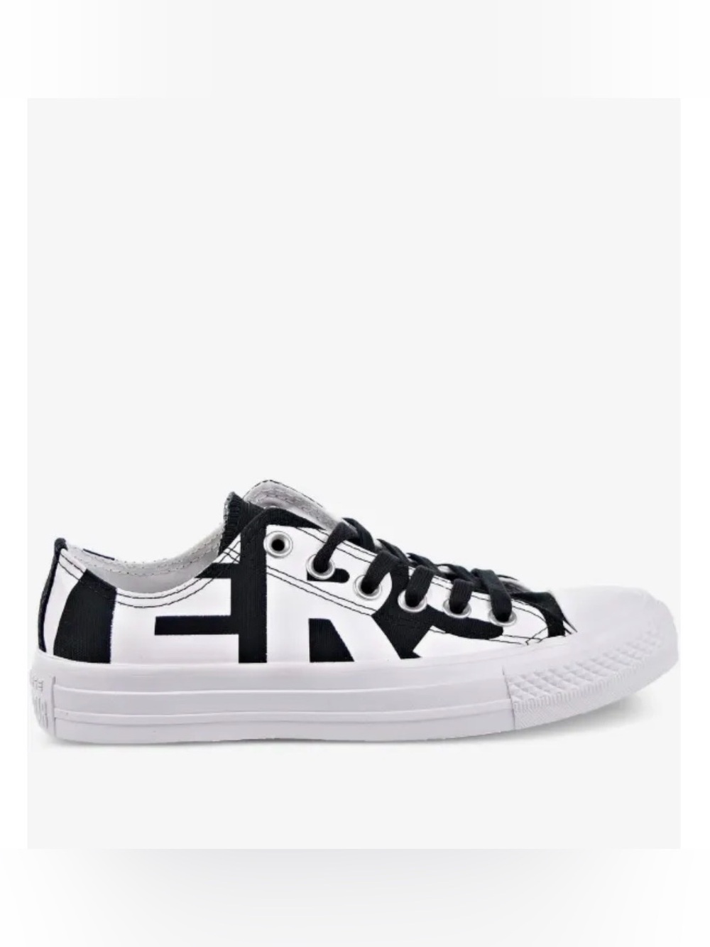 Converse Women's Low-Top Canvas Sneakers in White and Black Lettering